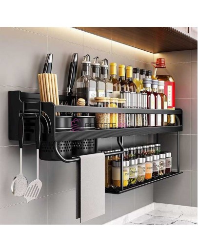 Стенен органайзер за кухня 2 етажа поставка за прибори подправки